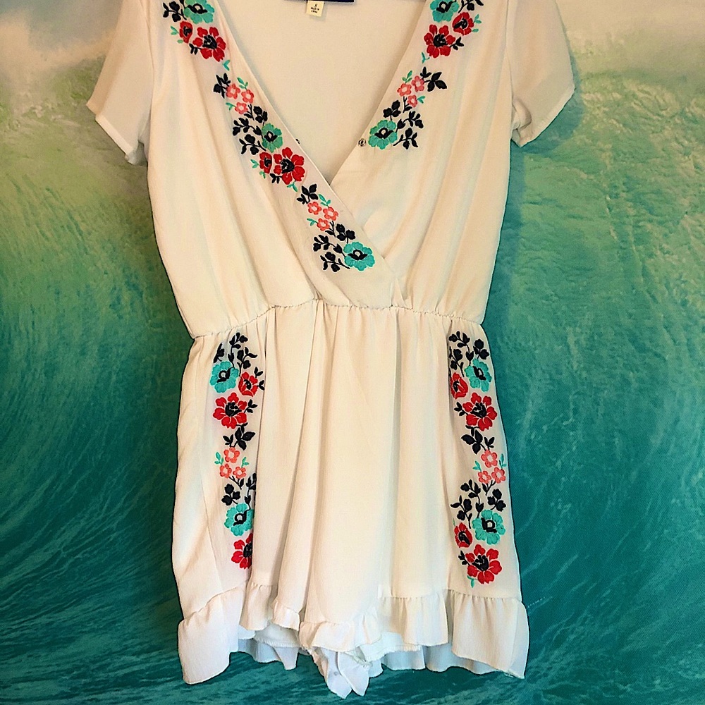 White Floral Romper